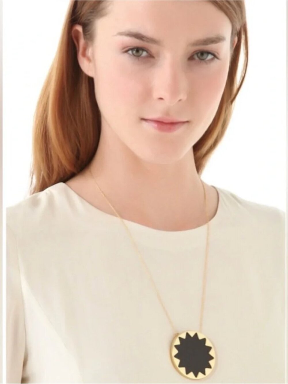 House of Harlow 1960 Starburst Pendant Necklace - Gold w/ Black Leather